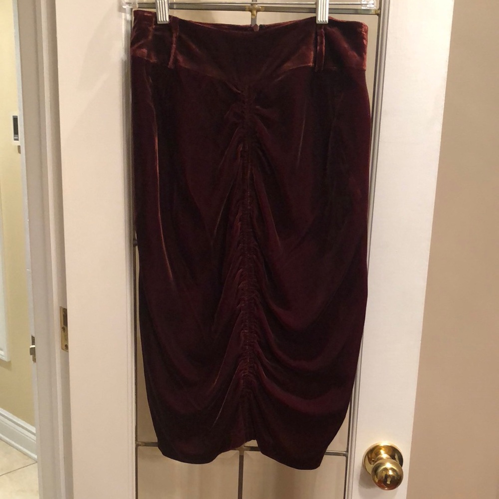 Elegant Velvet Dark Copper Skirt